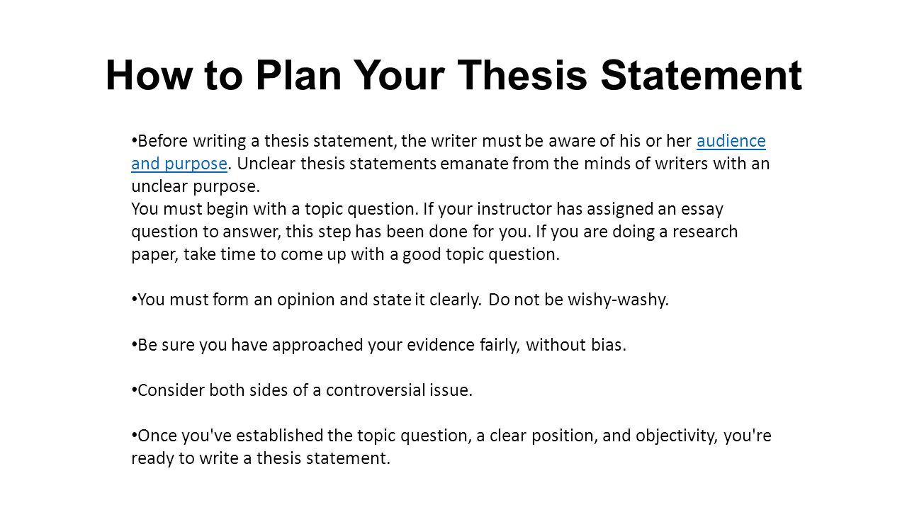Stating your thesis in a research paper